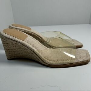 HM PVC Wedge-Heeled Espadrille Mules Rope Braided Sandals size 9